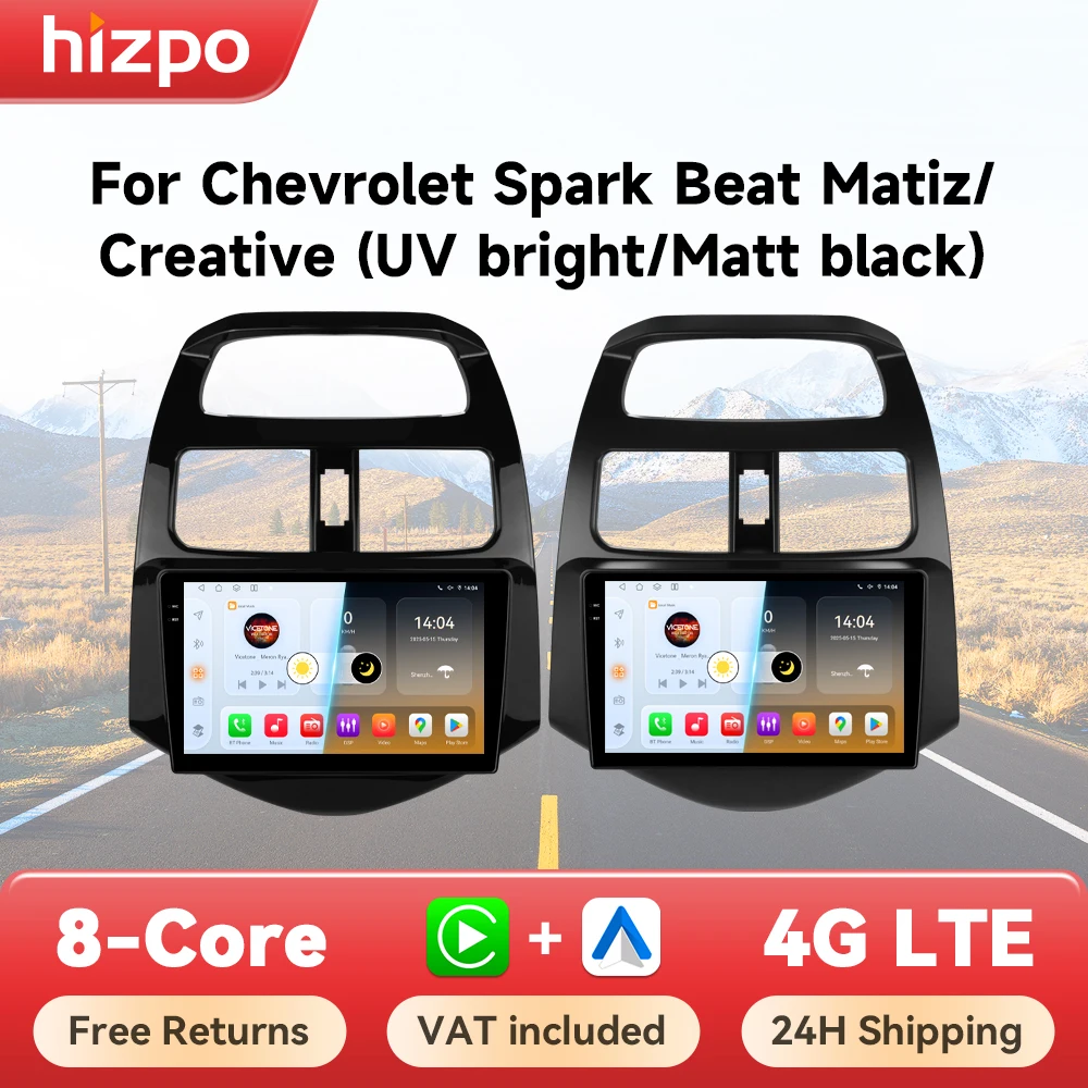 Hizpo 9-Zoll-Autoradio für Chevrolet Spark Beat Matiz Creative 2010 - 2014 Android 14 Carplay Multimedia-Videoplayer Head Unit DSP