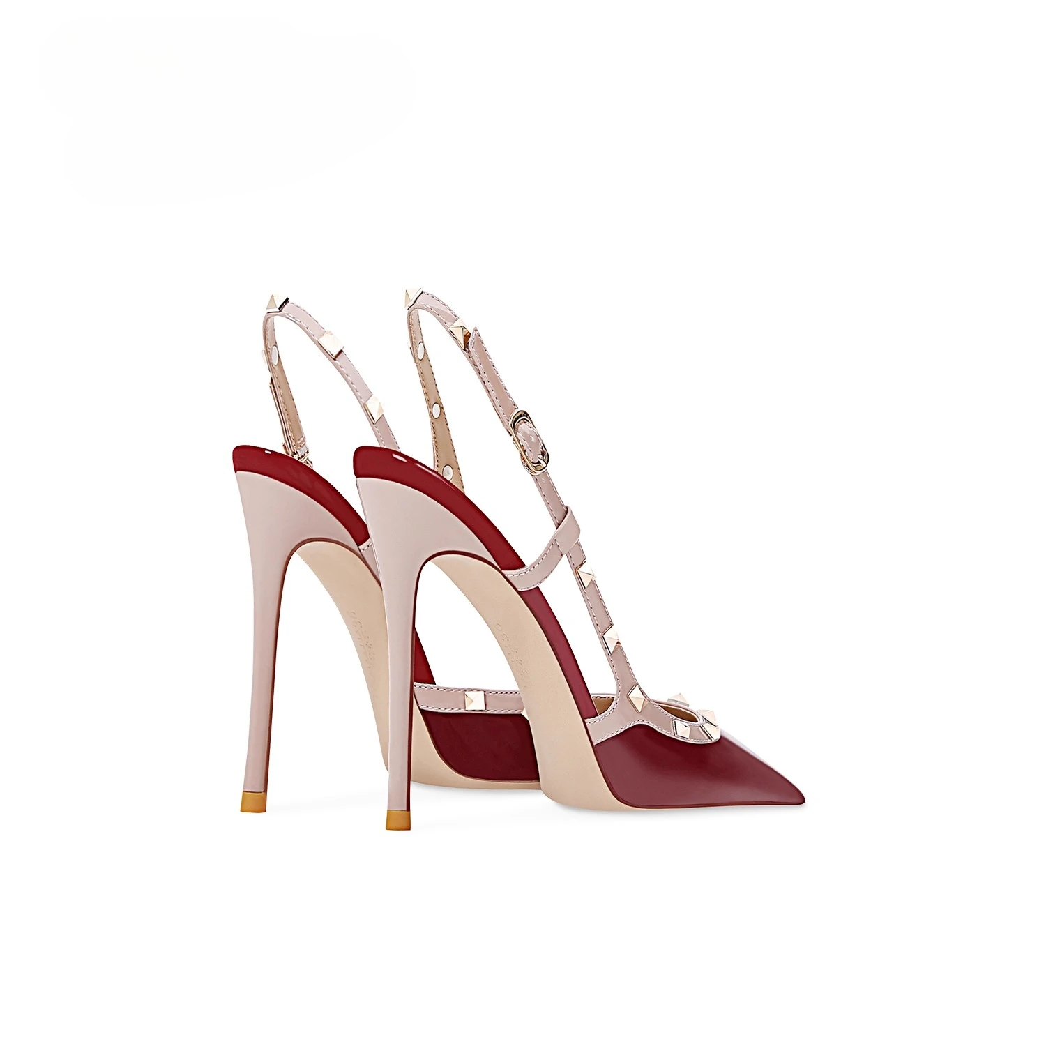 New Sexy Wine Red European and American High Heels for Women Slim Heels Pointed Toes, Shallow Mouth, Riveted Single Shoe Sandals view 6