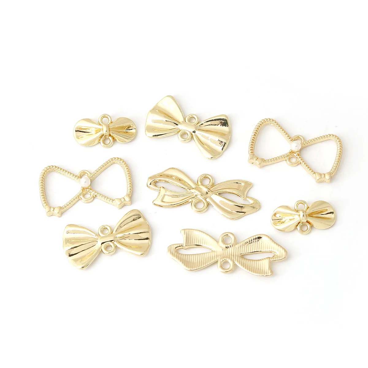 

10pcs Bows Beads Alloy Pendants Gold Color Stud Earrings Charms Connector for Diy Jewelry Making Necklace Pendant Accessories