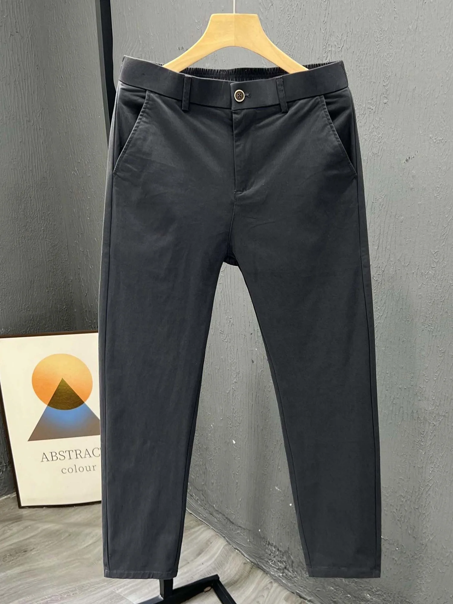 

Summer Thin Pure Cotton Straight Leg Casual Pants Men's Nine Point Loose Pants Trendy Version Loose Men's Pants Khaki Pants