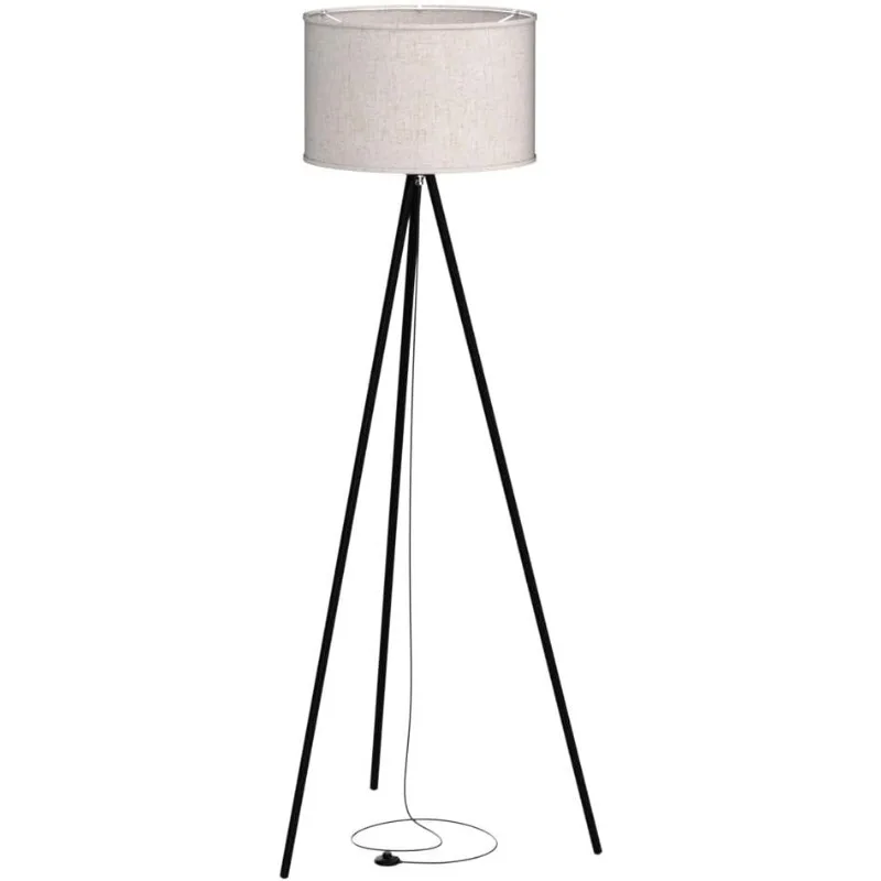 Floor Lamp for Living Room,Tripod Floor Lamp, 5W LED Bulb,3 Levels Dimmable Brightness,Linen Lamp Shade,Mid Century Standing