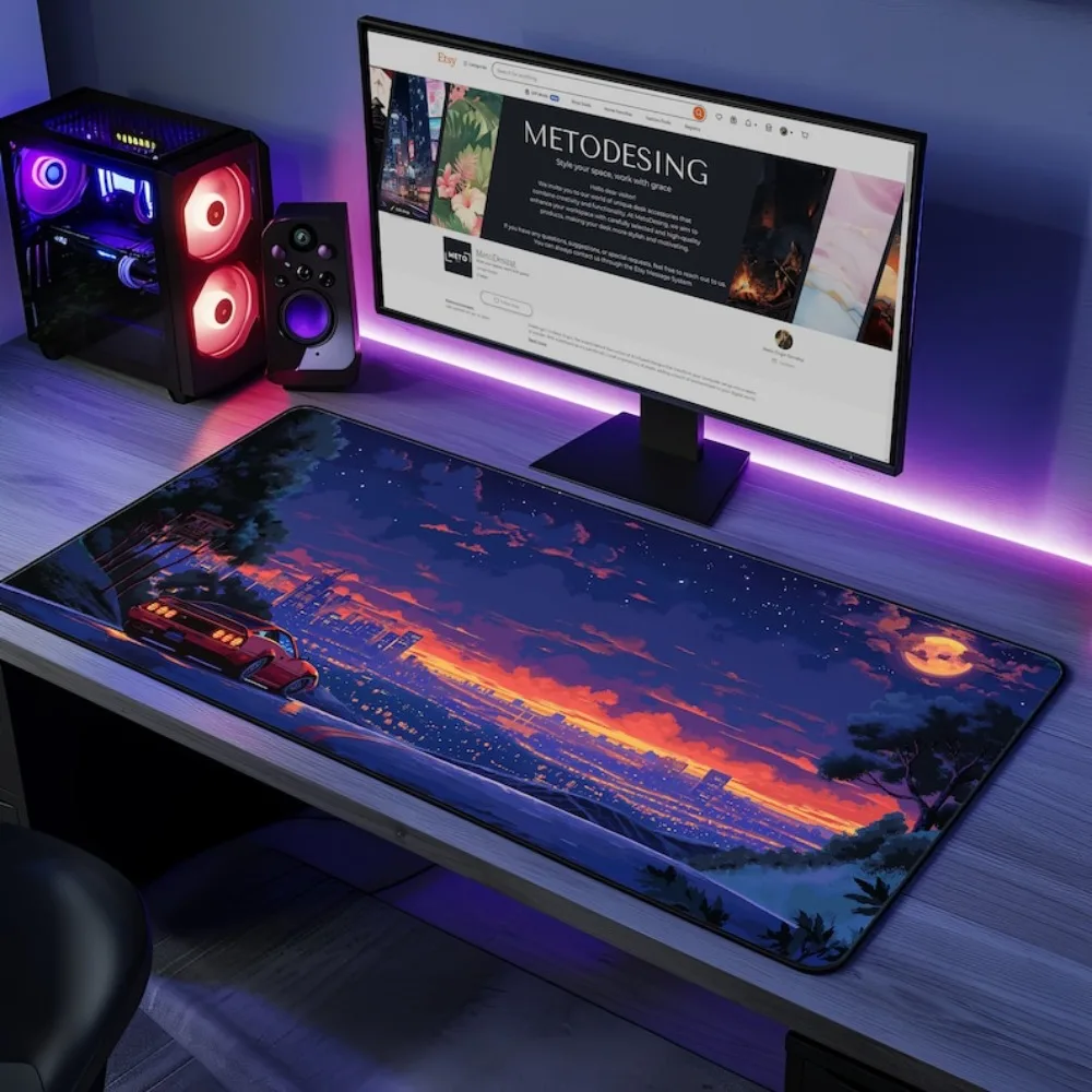 Tapis de bureau antidérapant style pixel art rétro des années 90, accessoires de bureau, organiseurs et plateaux de bureau, alfombrillas para escritorio, tapis de souris