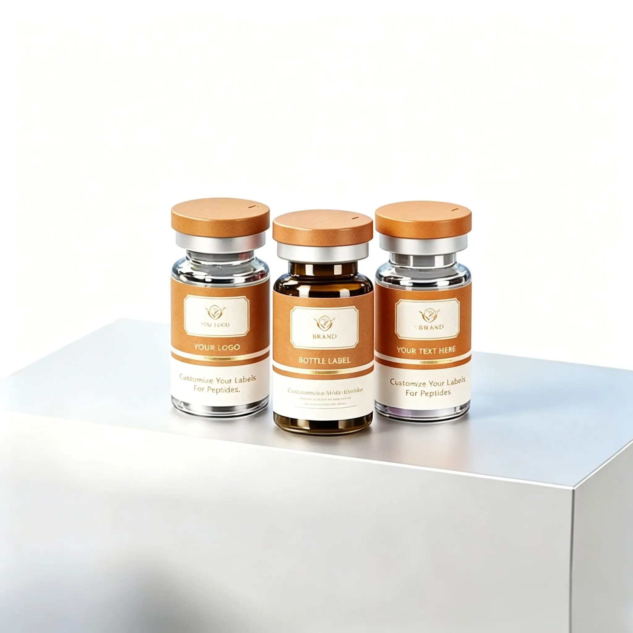 3ml 10ml Beauty Agent Vials Custom Premium Peptide Label Boxes Clear Waterproof Vinyl Self Adhesive Stickers