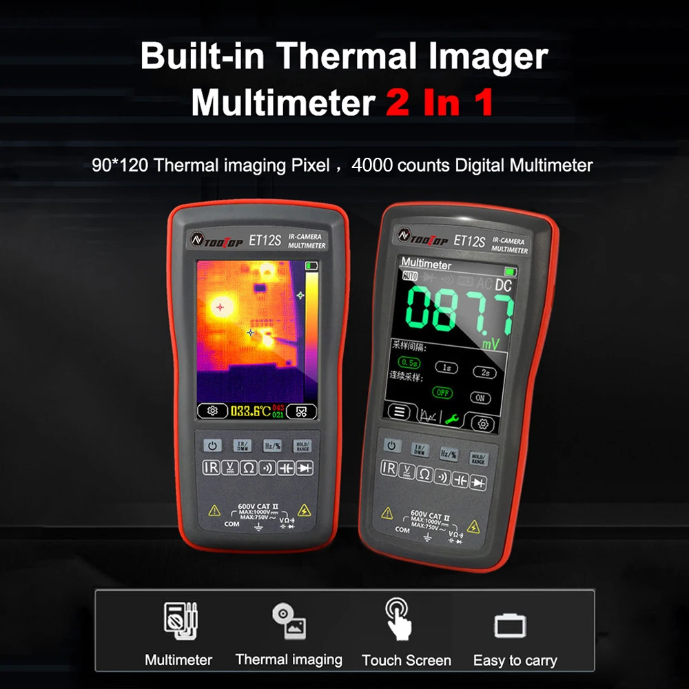 ET12S/ET11S 2In 1 multimetr kamera termowizyjna 2.8 Cal z ekranem dotykowym obwód elektryczny kontrola multimetru kamera termowizyjna