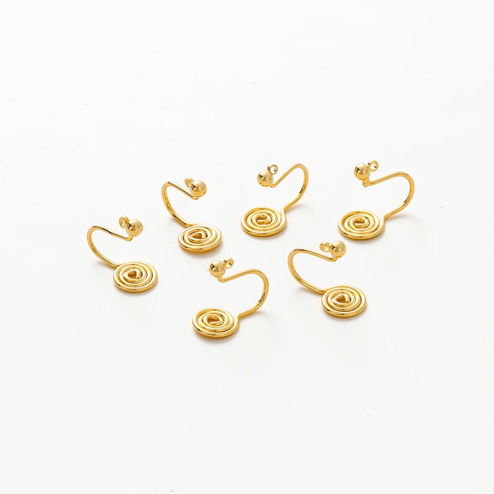 10pcs/lot 14K/18K Gold Color Plated Brass Spiral Ear Studs for Earrings Jewelry Making DIY Earrings Base Accessories Supplies