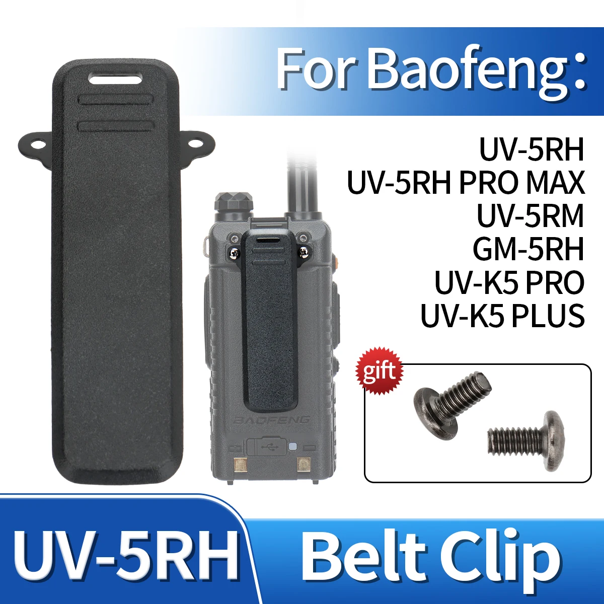 

Зажим для ремня Baofeng UV-5RH, пластиковый зажим для талии, 100% оригинал для UV 5RH UV-5RM AR-5RM UV-K5 PRO UV-K5 PLUS, аксессуары для радиолюбителей