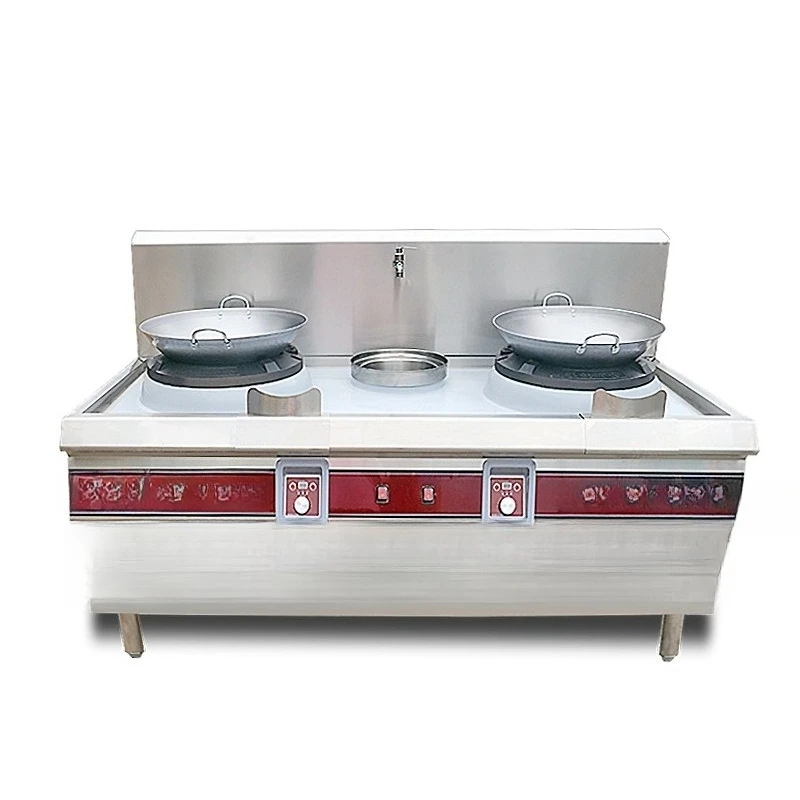 

White oil stove mining area canteen kitchen equipment double head single tail frying stove electronic ignition silent commercial