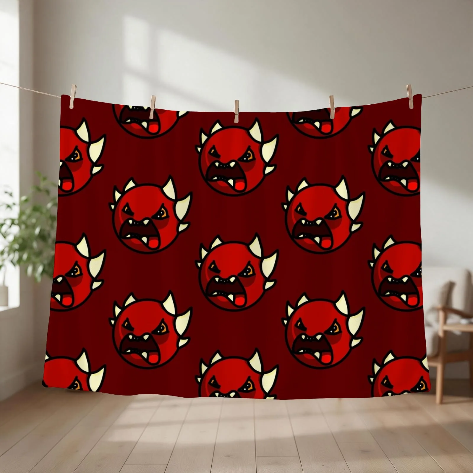 Geometry Dash Extreme Demon Throw Blanket couch cozy soft plush fuzzy picnic outdoor blanket