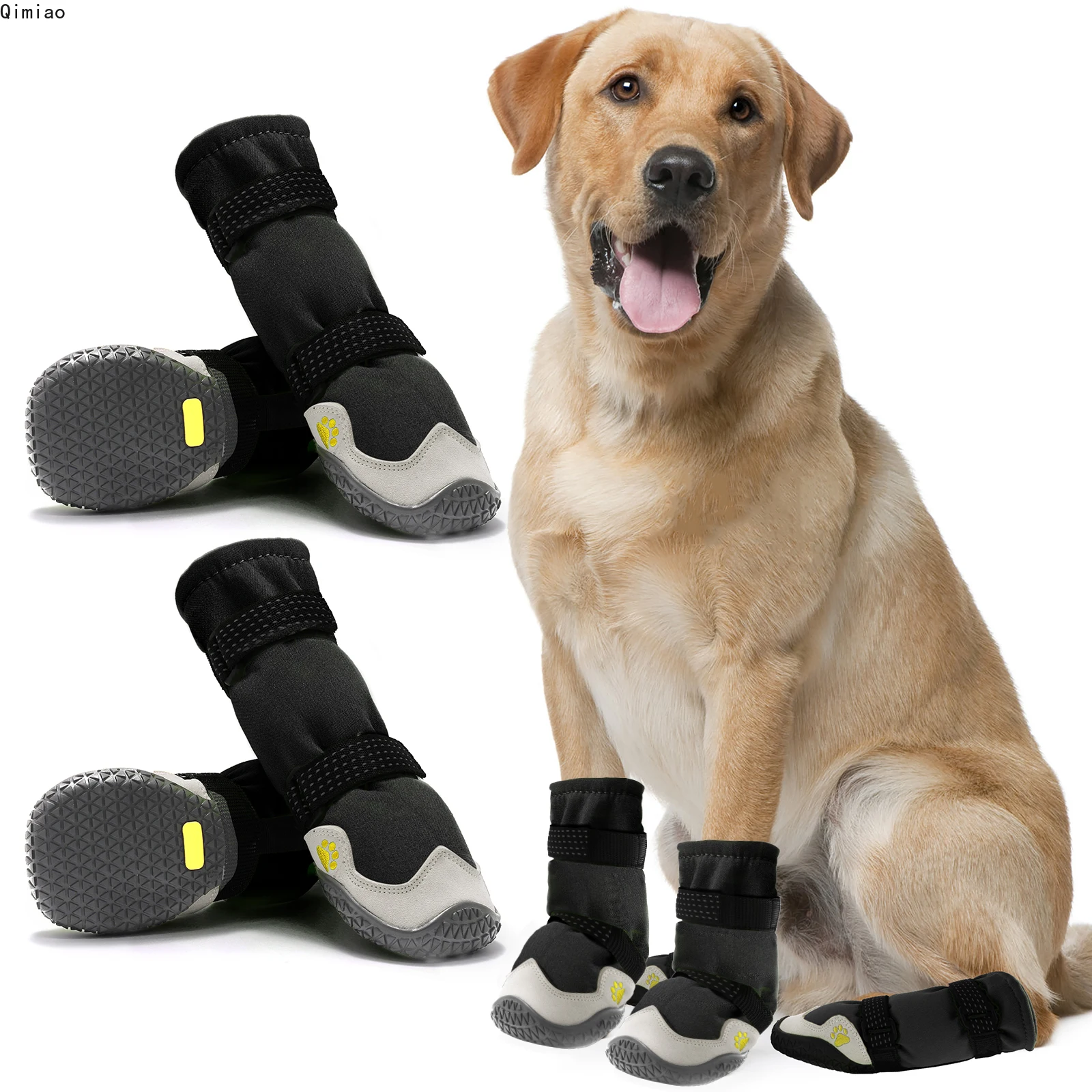 Waterproof Anti-Slip Dog Snow Boots, Reflective Shoes for Large Dogs, Hiking Boots, Soft Breathable Paw Protectors for Pets