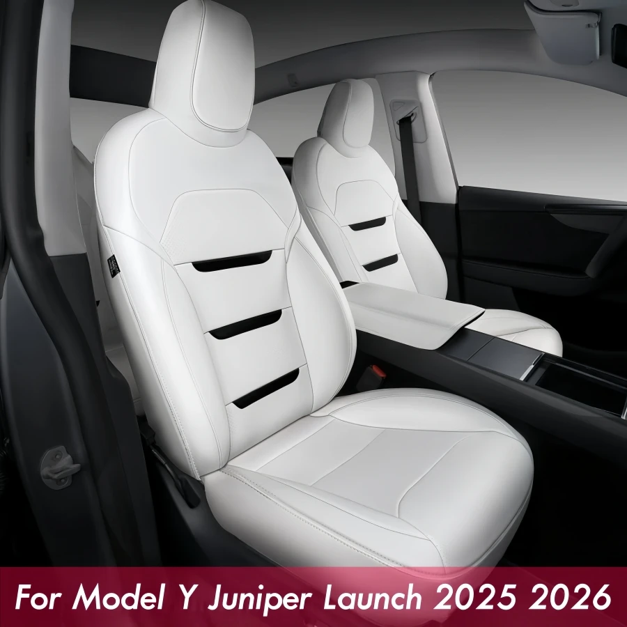 Para 2025 2026 Tesla Model Y Juniper, fundas de asiento de lanzamiento, fundas de asiento delantero y trasero de cuero PU, Protector, accesorio Interior de Juniper