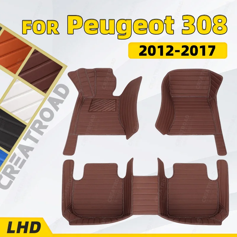 

Автомобильные напольные коврики на заказ для Peugeot 308, 2012, 2013, 2014, 2015, 2016, 2017, автомобильные накладки на стопы, аксессуары для интерьера