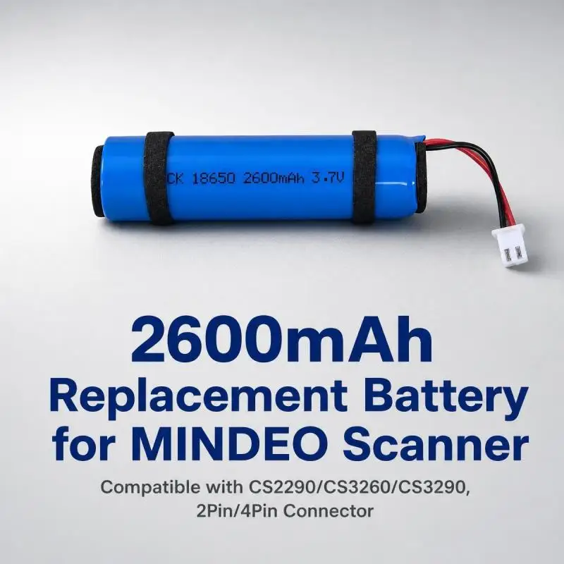 3.7V 2600mAh Replacement Lithium Battery 2Pin/4Pin Connector for MINDEO CS2290 CS3260 CS3290 Wireless Barcode Scanner Gun