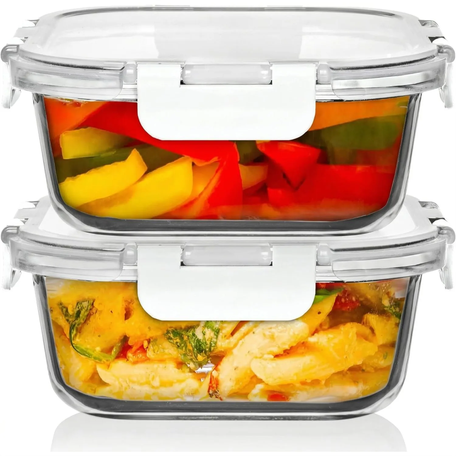 

2 Pack 41 oz Glass Food Storage Containers with Lids, Airtight Leakproof for Meal Prep Leftovers