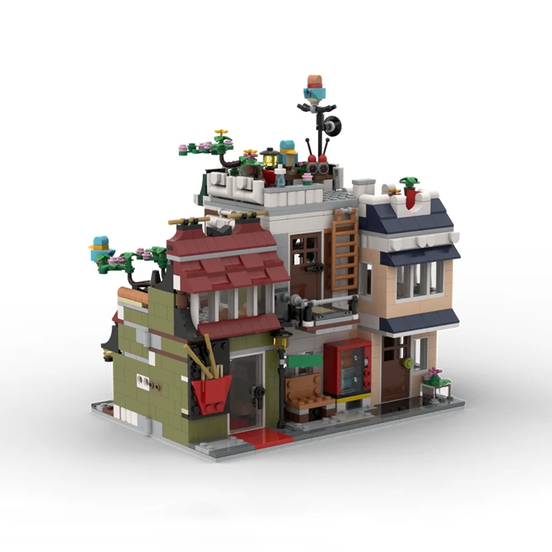 1582 pièces Moc nouilles rue bricolage magasin de nourriture de rue Architecture éducation modèle blocs de construction jouets d'anniversaire cadeau pour les Fans