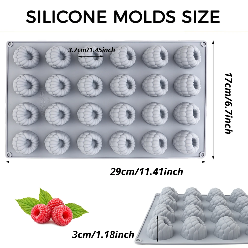1 Small Raspberry Mousse Candy Mold Cake Mold Decoration Silicone Mold Baking 3D Raspberry Pudding Baking Mold Dessert Chocolate Mold Fruit Cake Decoration Tool Baking Mold