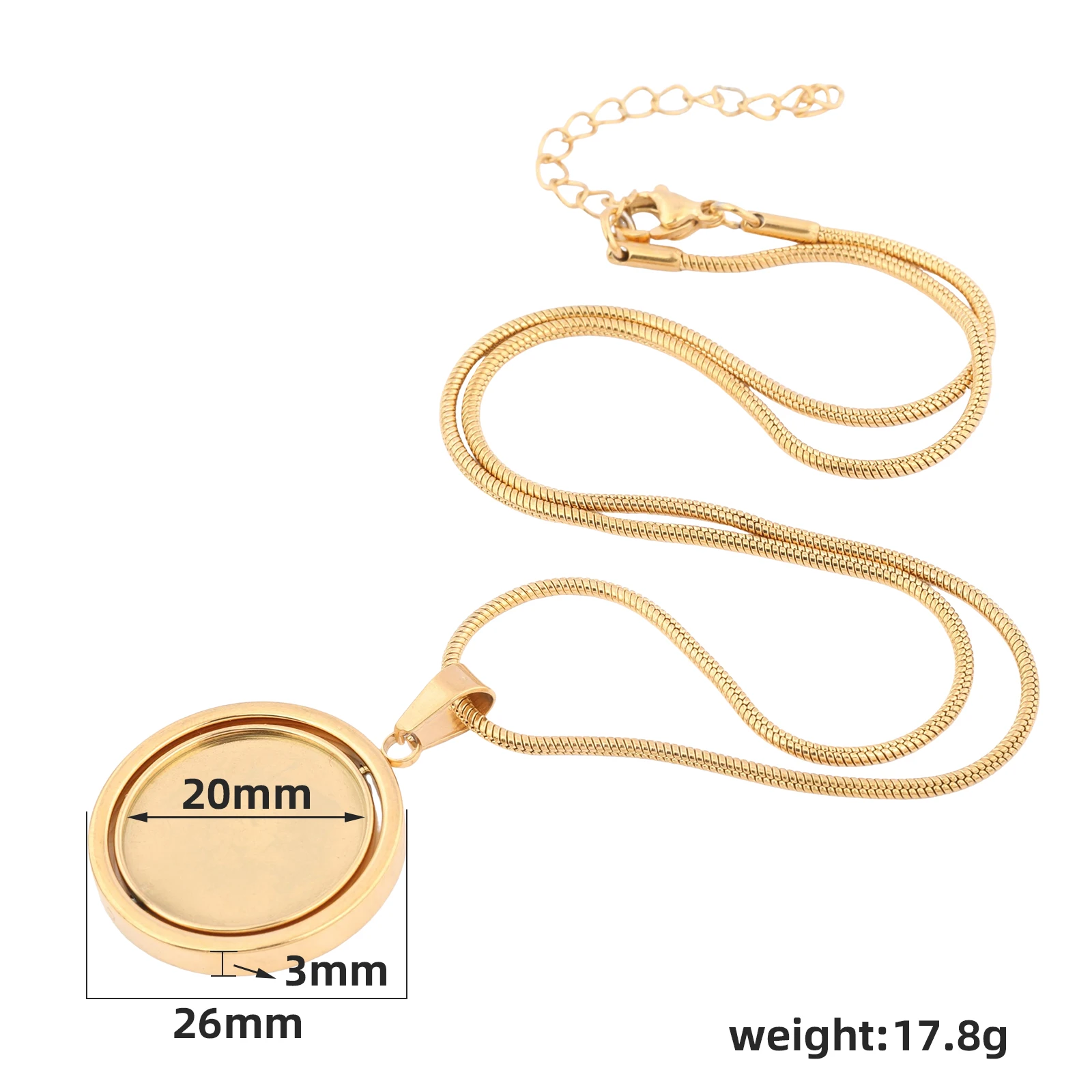 2pcs Stainless Steel Rotating Pendant Tray Necklace 20mm Round Spinning Cabochon Setting Blanks For Jewelry Making
