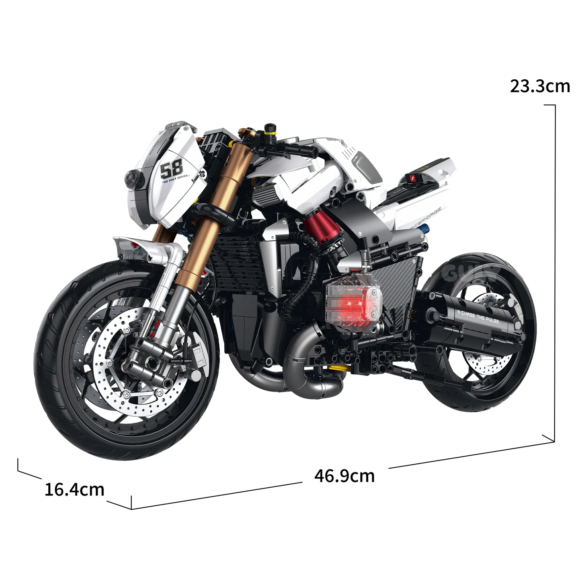 GULY 60558 1:5 Sports Bike Building Blocks Motorcycle MOC Model High Difficulty Educational DIY Assembly Bricks Toy Gift Adults