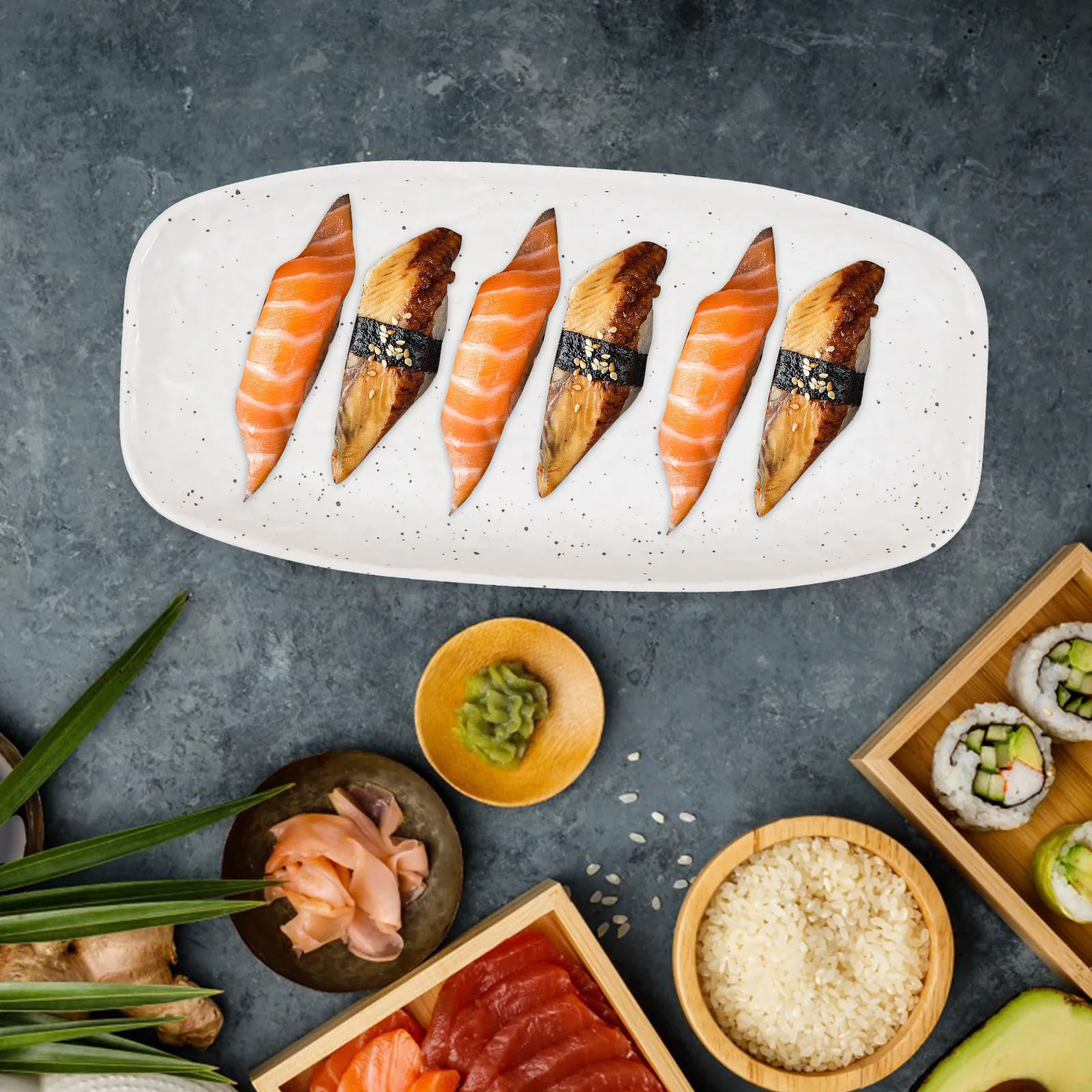 

Керамическое прямоугольное блюдо для суши 10,5 дюймов, сервировочный поднос для закусок, десертов, сашими, демонстрационная тарелка для еды, для дома