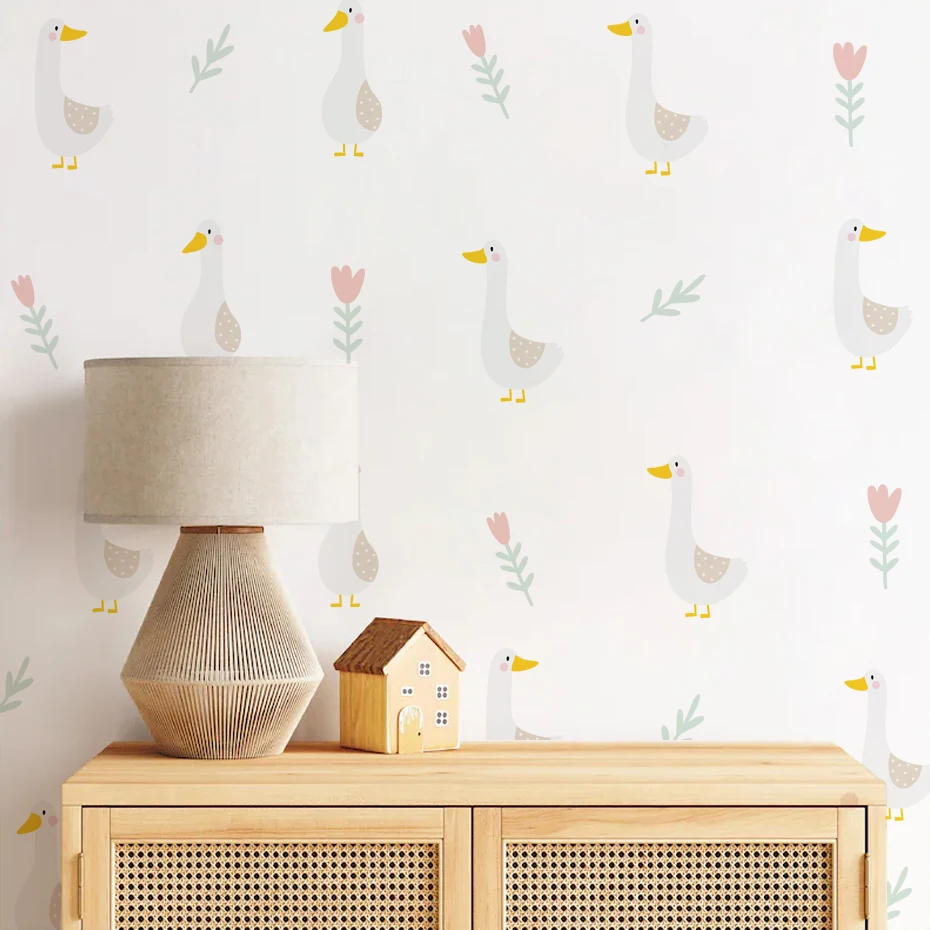 

Boho Cute Ducklings Wall Sticker Kids Room Background Home Decoration Mural Living Room Wallpaper Funny Decal