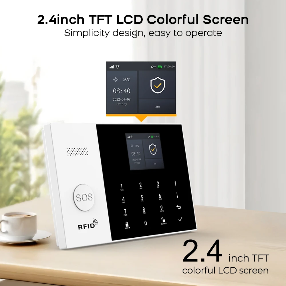 WIFI Tuya Smart Home 433MHZ Sistema di allarme GSM Sistema di allarme antifurto con rilevatore di movimento Sirena wireless Smart Life APP Aleax