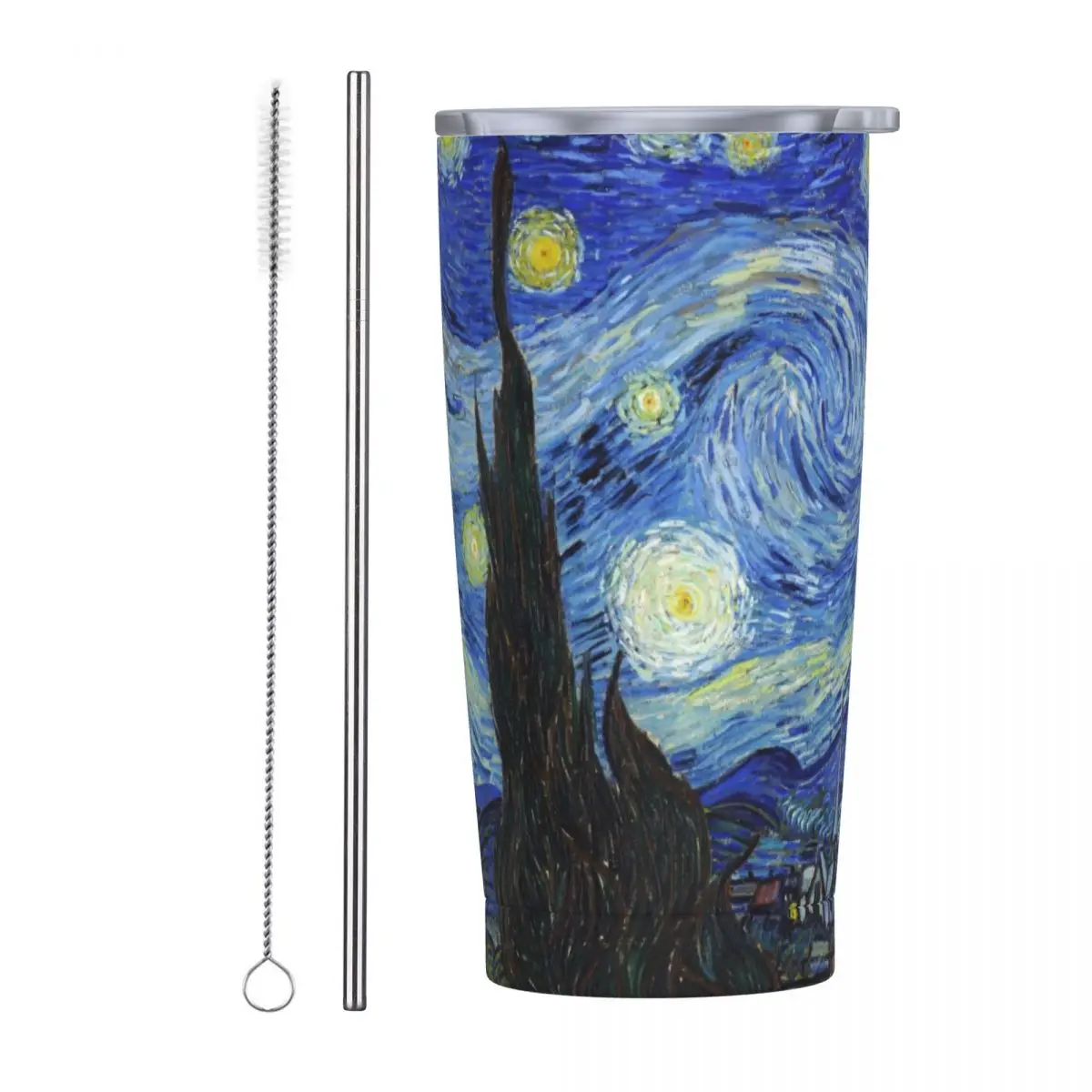 Vincent Van Gogh - Starry Night 20oz Tumbler Stainless Steel Vacuum Insulated Star Famous oil Painting Mug With Straw