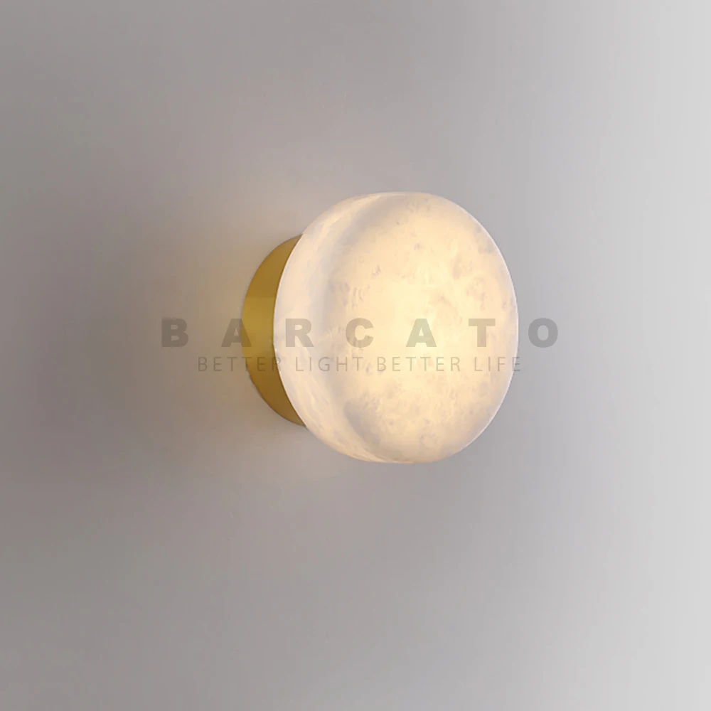 New Luxury Spain Marble Round Wall Lamp Nordic Modern LED Light Living Room Bedroom Beside Passage Corridor Background Fixture