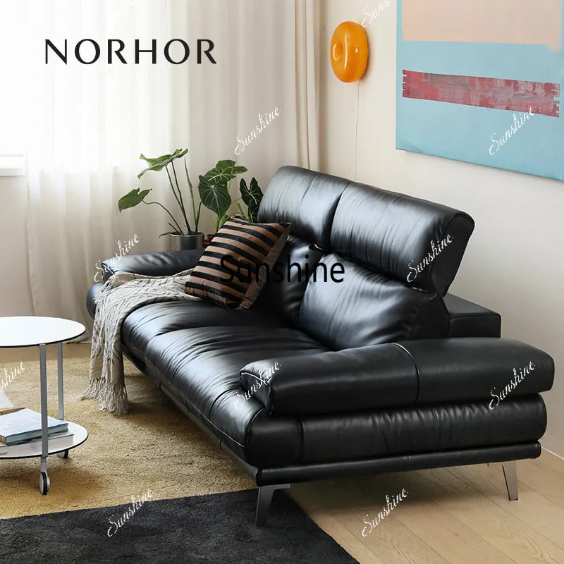 Vintage/Adjustable High Backrest Reliable Head Full Leather Sofa