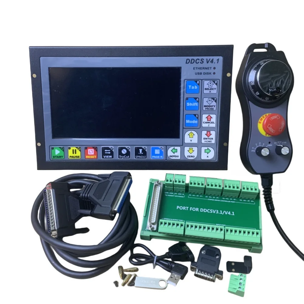 2022 New CNC Controller 3/4 Axis DDCSV4.1 G Code Stand Alone Controller With Mpg Pendant CNC Handwheel For Milling Drill