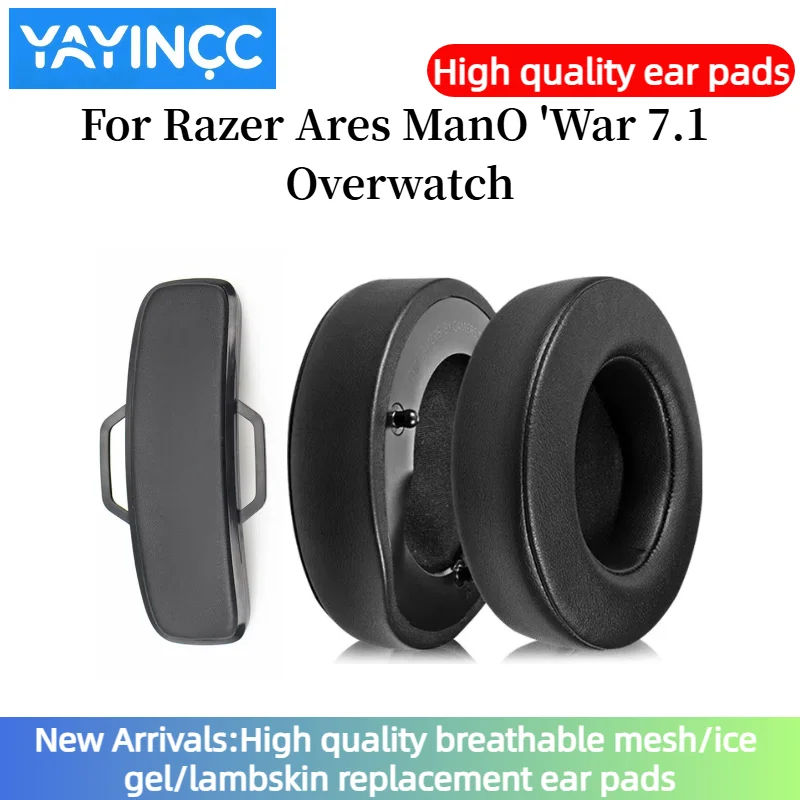 

YAYINCC Leather Earpads Cushions With buckle for Razer Ares ManO 'War 7.1 Overwatch Headphones, Replacement Ear Pads Headset