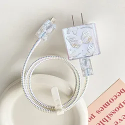 For iphone 18W/20W US Charger Protection Cover Cute Butterfly USB Cable Winder Protector Shell Case For Apple 12 13 11 Promax 14