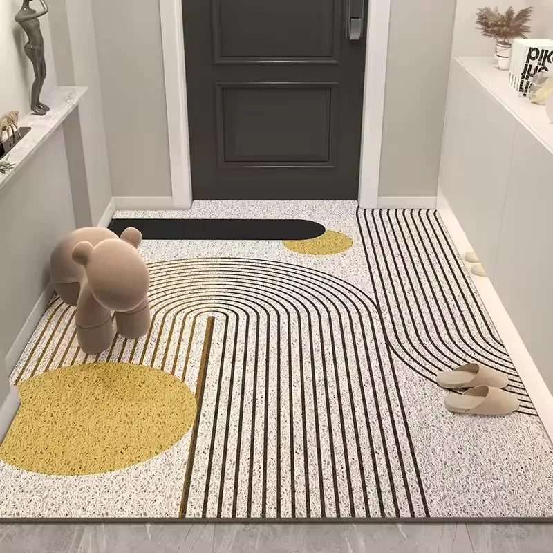 Wave Point Non-slip PVC Retro Entrance Doormat Floor Mats Silk Loop for Entryway Porch Hallway Home Decor Dust Removal Carpet