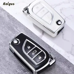 TPU Car Folding Key Case Protection Shell for Toyota Corolla Camry Avensis Prado Fortuner RAV4 CHR Vios Highlander Keyless Cover