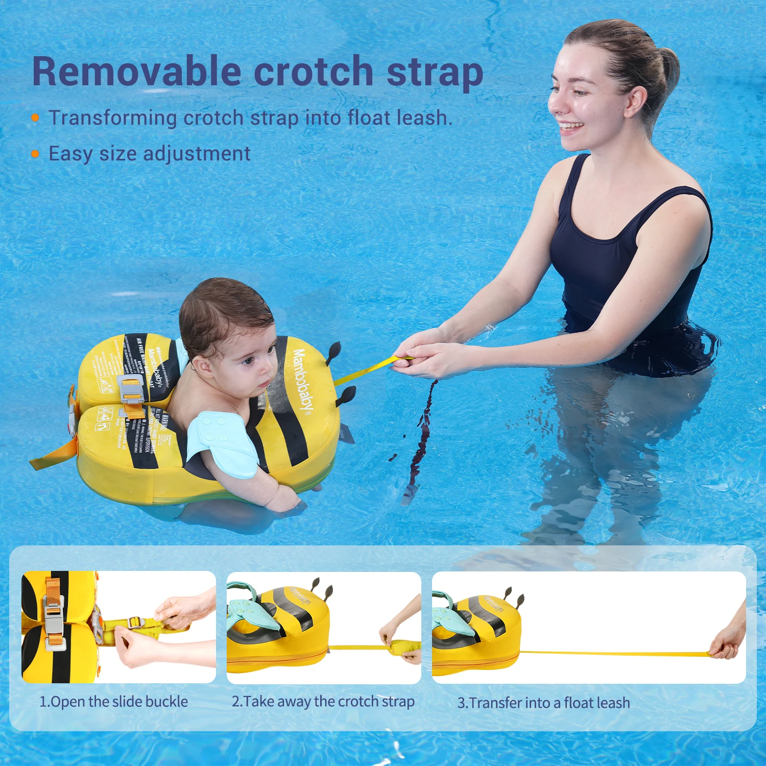 Baby Float mit Schritt riemen & inflation freien Solid Core Mambo baby Kid Schwimm ring haben Sonnenschutz 0-7 Jahre alte Schwimmbad röhre