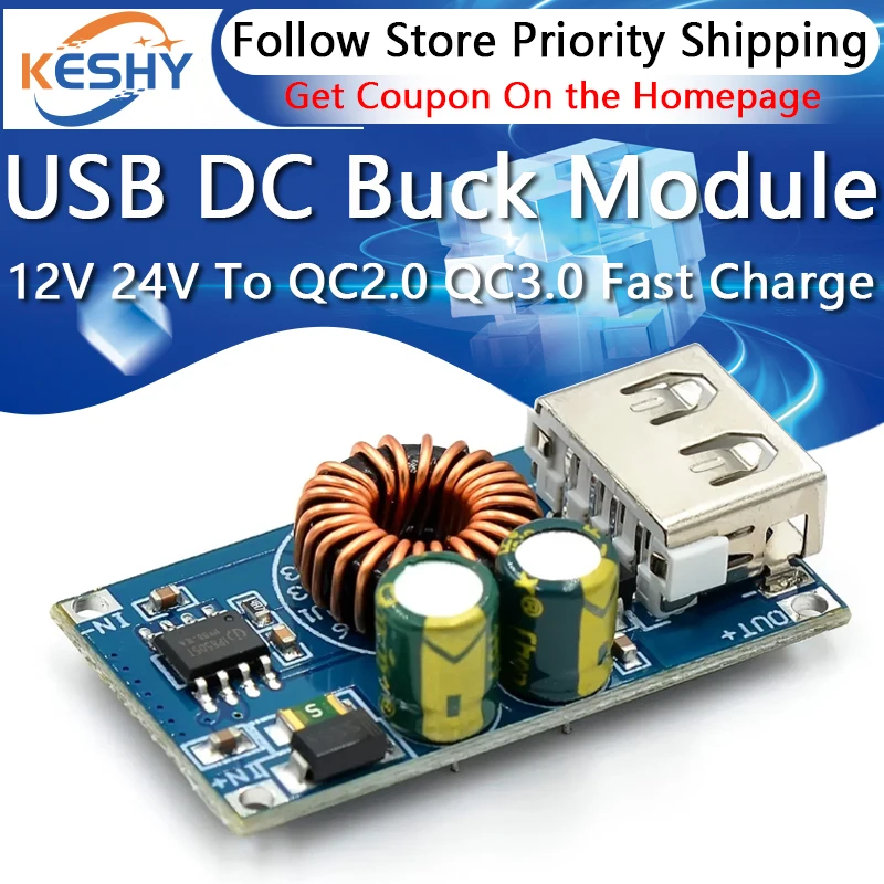 USB DC Step-Down Module 12V 24V To QC2.0 QC3.0 Fast Charge Mobile Phone Charging Board For Apple Huawei FCP Quick Charger