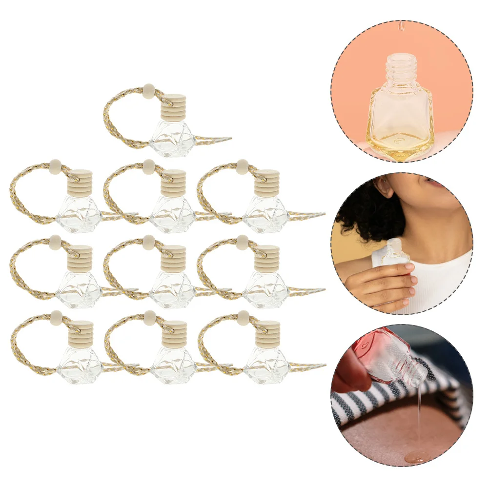 

10Pcs Car Perfume Bottles Hanging Aroma Bottles Transparent Decorative Compact Diffusers Reusable Small Air Freshener