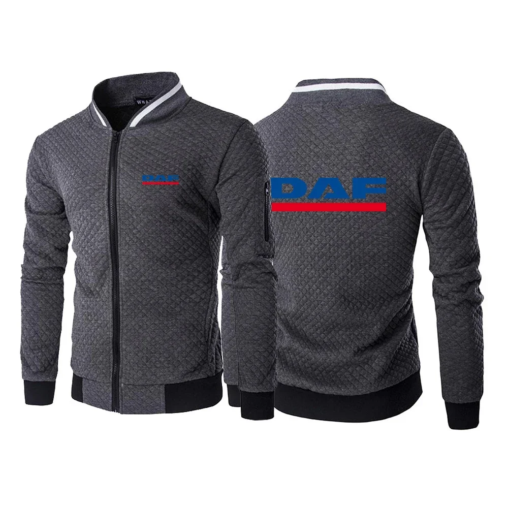 DAF Truck Logo 2024 New Men Print Spring and Autumn Fashion Solid Color High Quality Delicate Warm Casual Zipper Jacket Coat