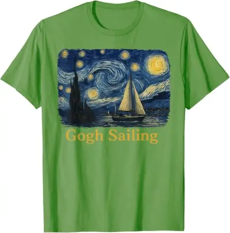 Gogh Segeln Matrose Segelboot Van Gogh Bootsfahrt Sternennacht T-Shirt Y2k Bootsfahrt Urlaub T-Shirt Humor Kunst Outdoor Ästhetisches Oberteil – Detail 7