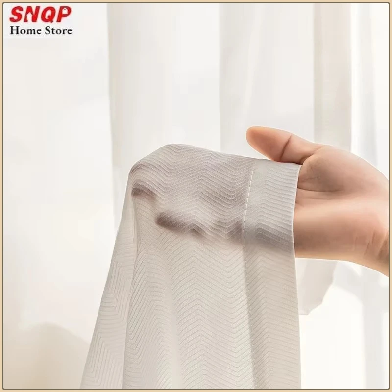 

Modern Tulle Curtain for Living Room Bedroom Yarm Blue Balcony Heat Insulation Window Screen Elegant Weaving Window Door Fashion