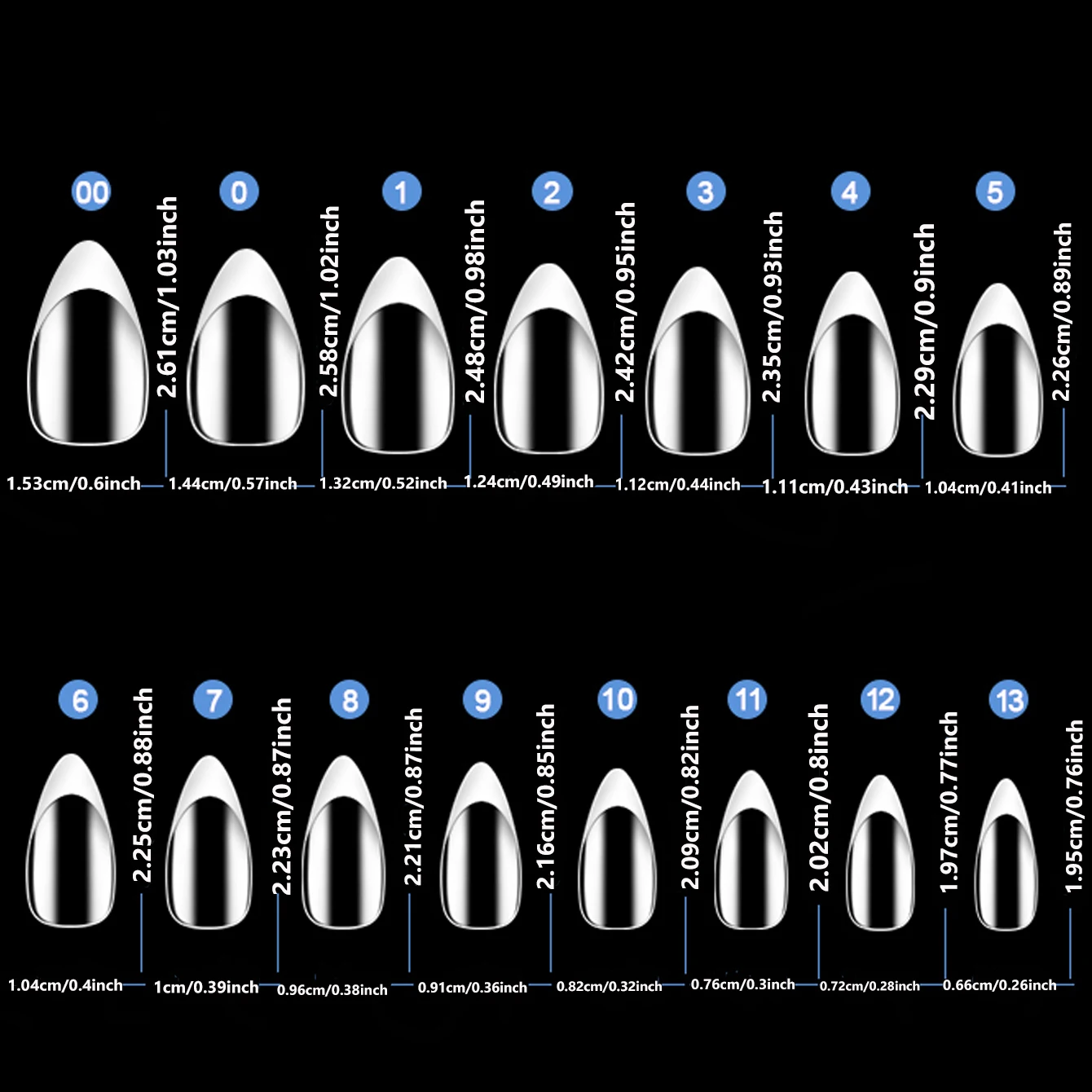 Punta de uña de borde blanco francés de almendra corta, punta de uña falsa completamente cubierta, punta de pegamento falso de prensado formado para uso doméstico DIY, 120/150 Uds.