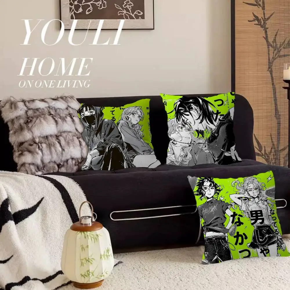 

Anime The Guy She Was Interested In Wasn't A Guy At All Cushion Cover Inches Farmhouse Decor Home Throw Pillow Covers
