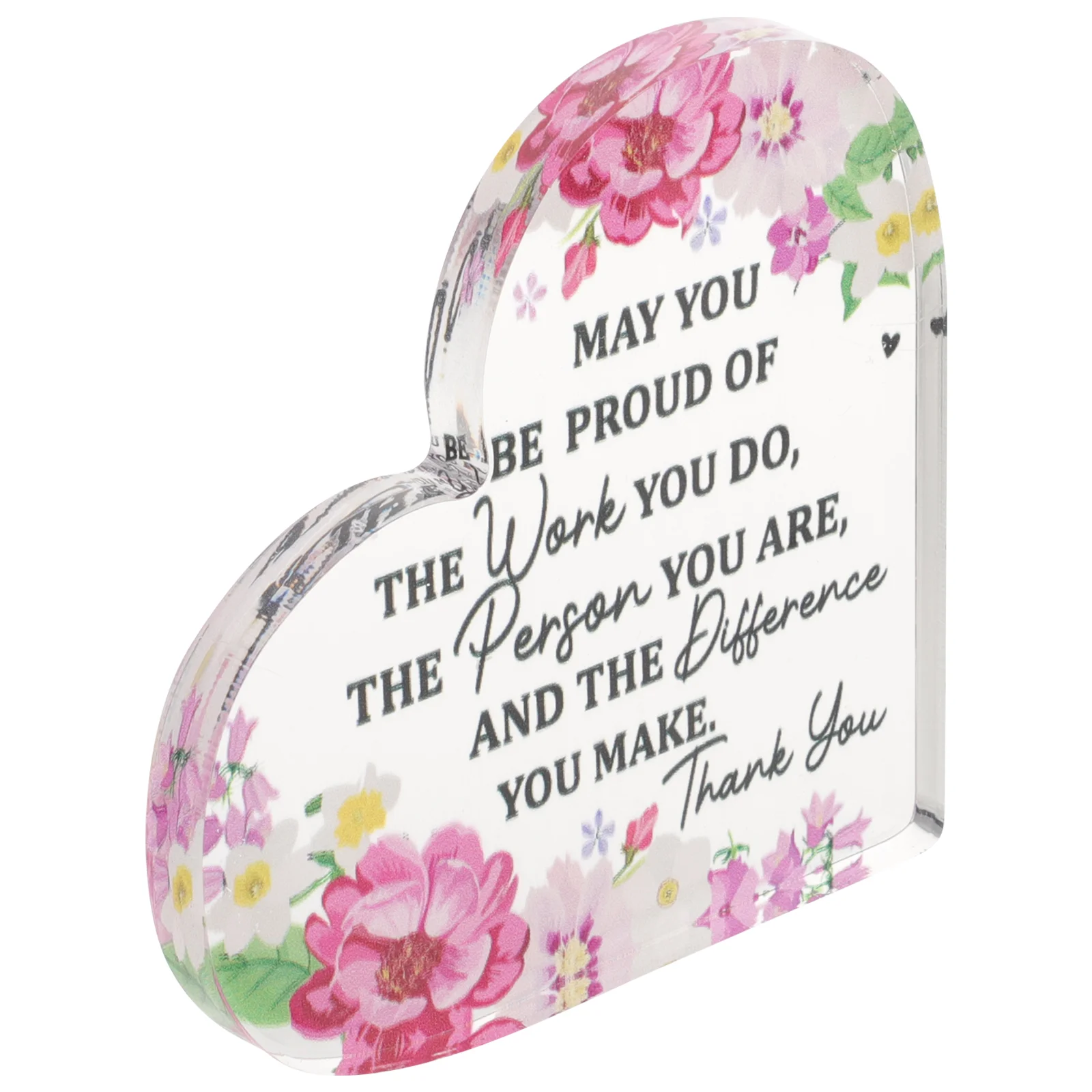 Women Gift Father Keepsake Decor Thank Colleague Appreciation Acrylic Heart Shape Sign