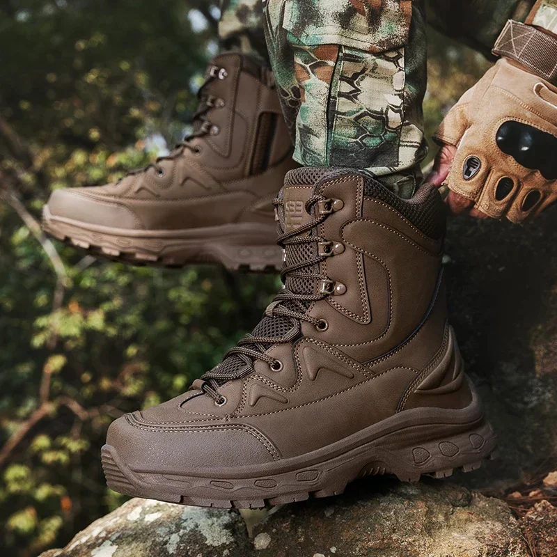 أزياء الرجال الأحذية الصحراء التكتيكية أحذية رجالي عالية أعلى المشي لمسافات طويلة في الهواء الطلق للماء الكاحل العمل السلامة أحذية رياضية