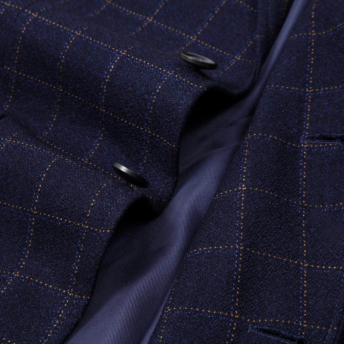 Classic Plain Collar Men's Suit Spring Autumn Plaid Busin Casual Single-breasted Two-button Regular Length Youth Fit