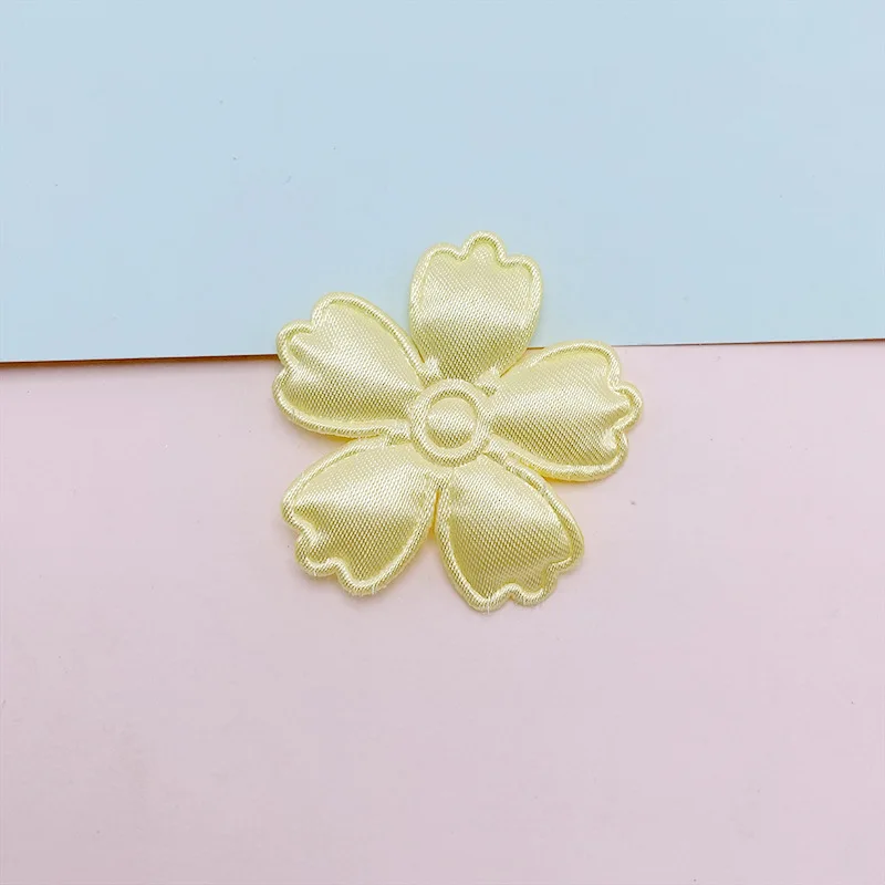 100Pcs 3,5 CM Stoff Blume Gepolsterte Appliques Nähen auf Patches Kleidung Hüte Haarnadel Ornament Zubehör DIY Handwerk Verlegenheit – Detail 11