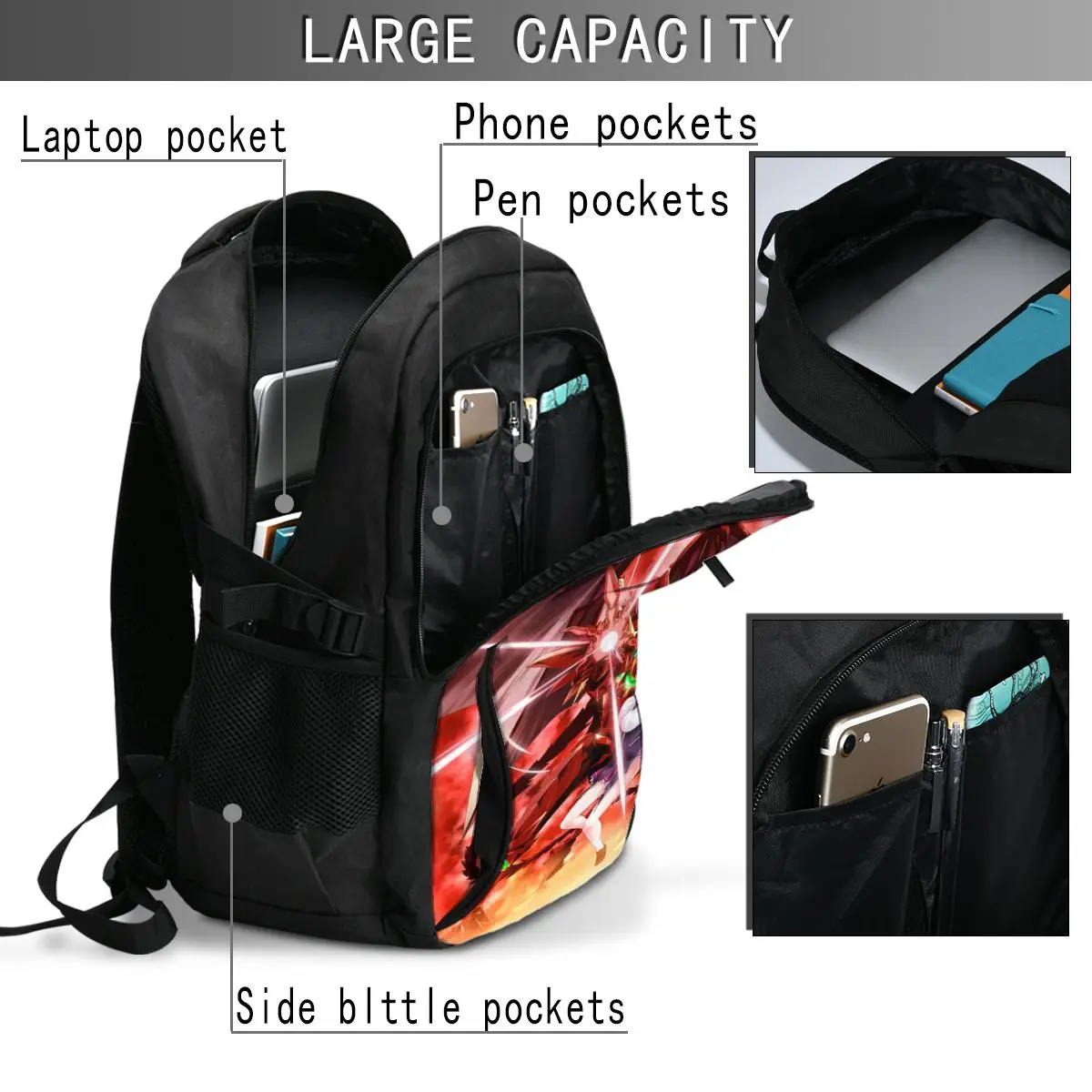 Sac à dos de voyage DxD pour ordinateur portable, sac d'université pour ordinateur portable avec port de chargement USB