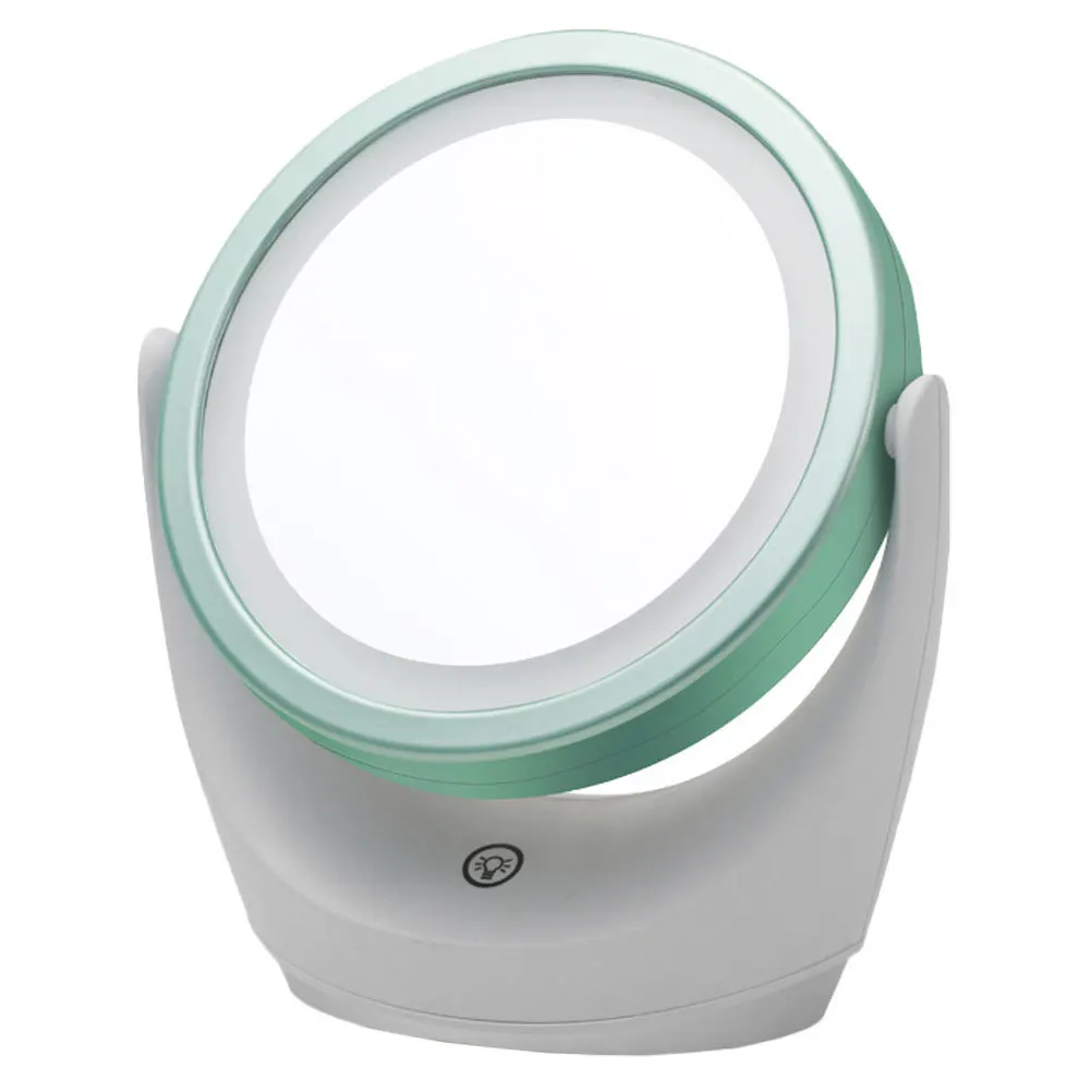 1 個スマート調光 LED 化粧鏡 360 回転デスクトップバニティミラークリア反射高解像度ドレッシングテーブル用