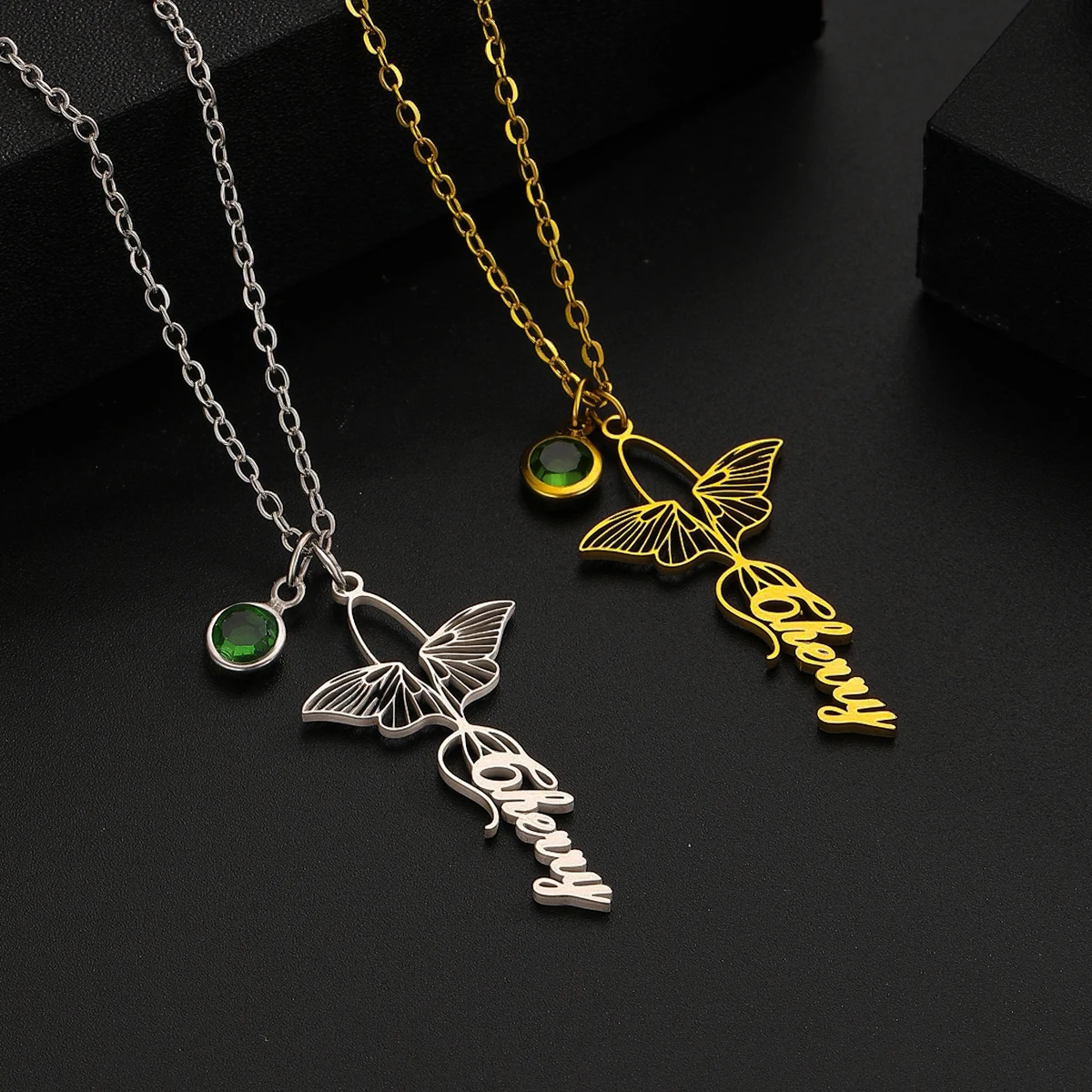 

Custom Name Stainless Steel Butterfly Necklace Women's Fashion Pendant Necklace