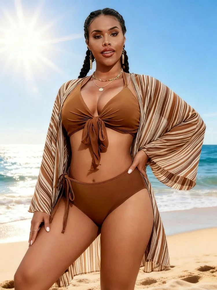 

Plus Size High Waist Bikini Women's Push Up Large Size Swimsuit 2026 Summer Mujer Big Size Tummy Control Swimwear Bikini Sets