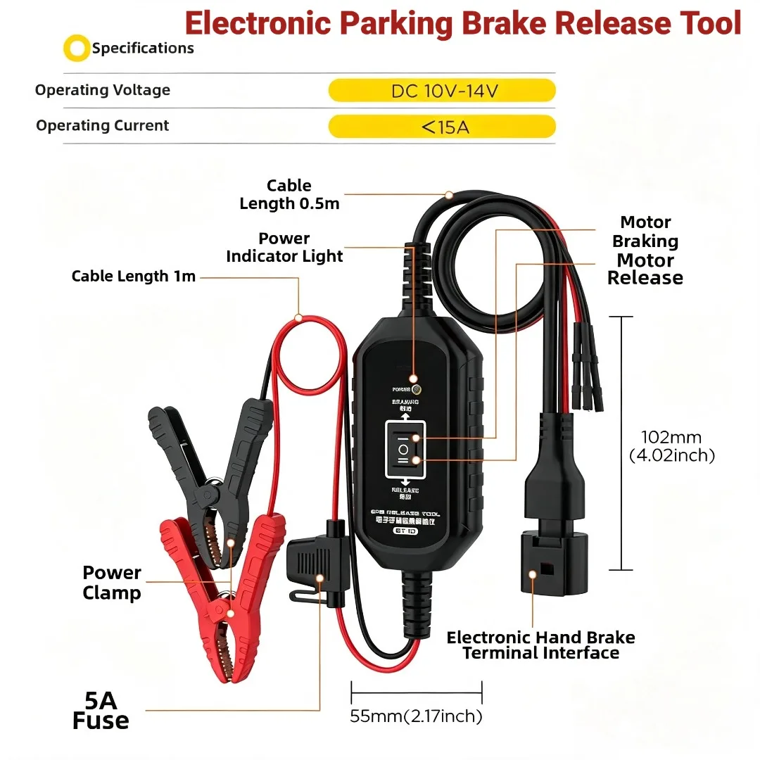 Electronic Parking Brake Tool With Dual-Channel Control And Reverse Control For Brake Pad Replacement And Vehicle Diagnostics