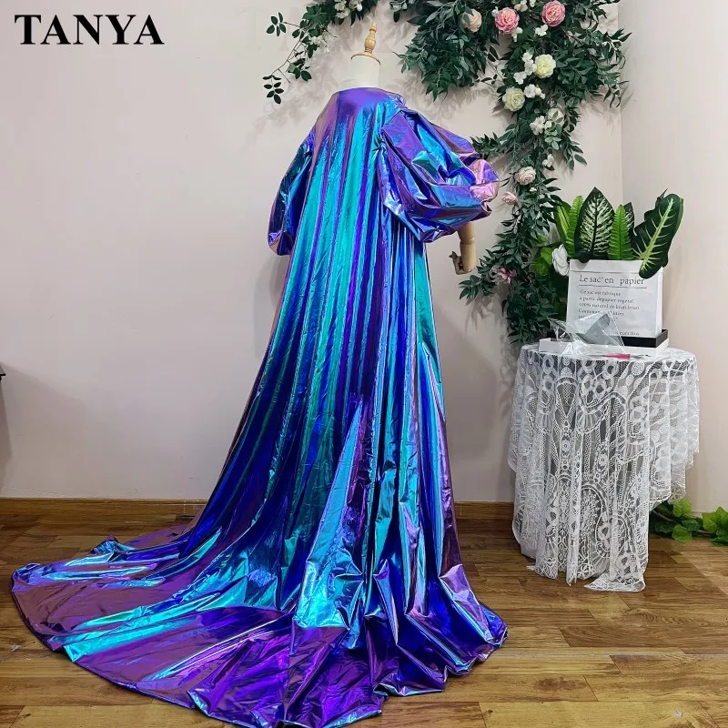 Laser Phantom Fashion Evening Cloak Pyffy Sleeves A Line Shiny Cosplay Party Cape Wedding Coat Accessories ZJ123-1